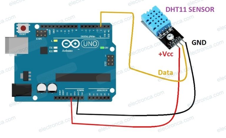 DHT11 Temperature and Humidity Sensor with Arduino - electronca.com