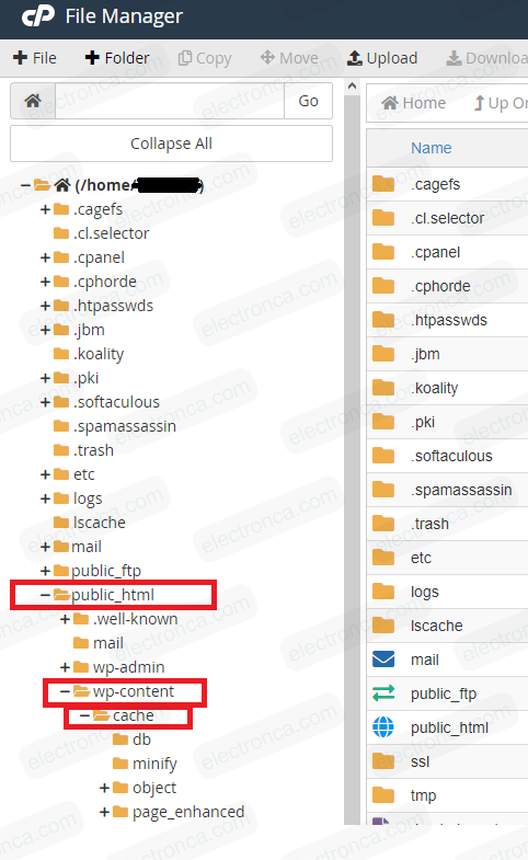Click to File Manager in cPanel and find public_html folder